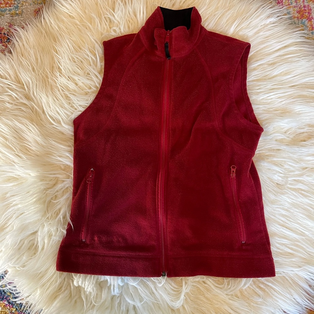 Columbia Red Fleece Vest Size M
